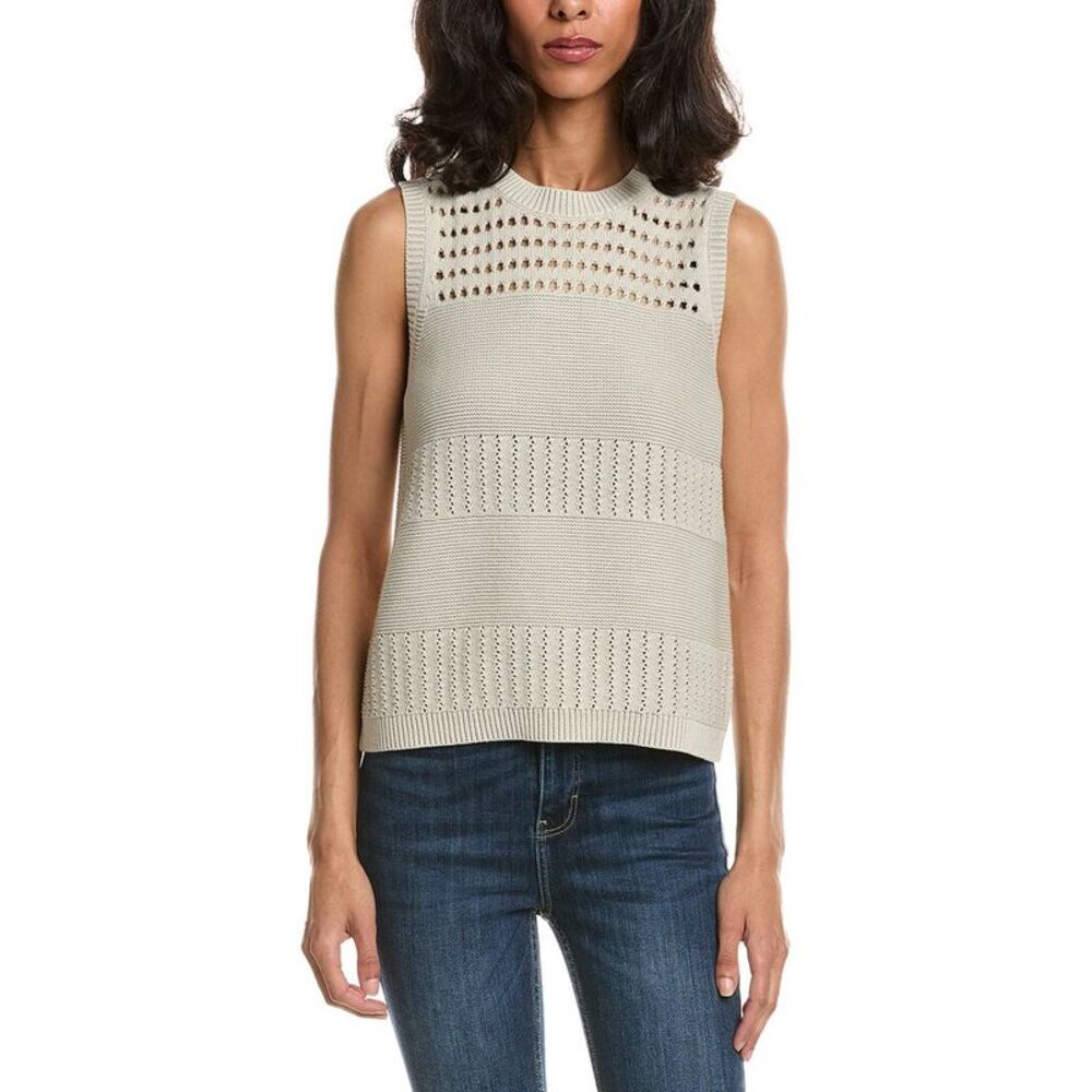 Forte Womens  Stonewash Textured Tank Sweater, Brown